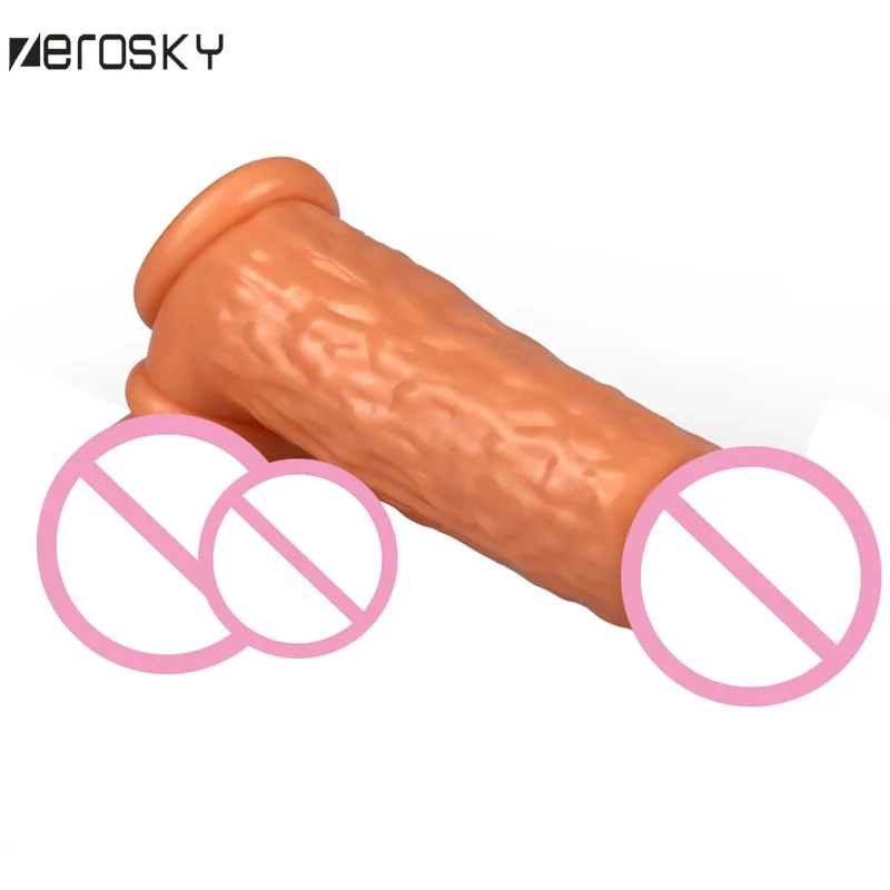 Zerosky Male Penis Extension Soft Cock Sleeve Enlarge Thickening Extender Condom For Men Sex Toys Reusable Condoms | Красота и