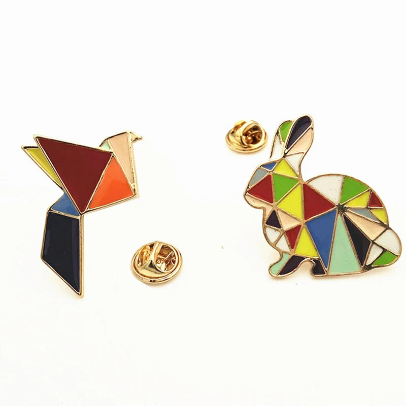 Эмалированная булавка в виде птиц кроликов красного и розового цветов