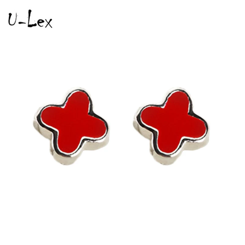 ULEX милые серебряные серьги четырехлистный клевер гвоздики модный бренд узор в