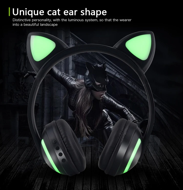 Bluetooth наушники Беспроводной наушники игровая гарнитура с кошачьими ушками мигающие светящиеся с светодиодный светильник для отдыха в ночном клубе, для мальчиков наушники для телефона