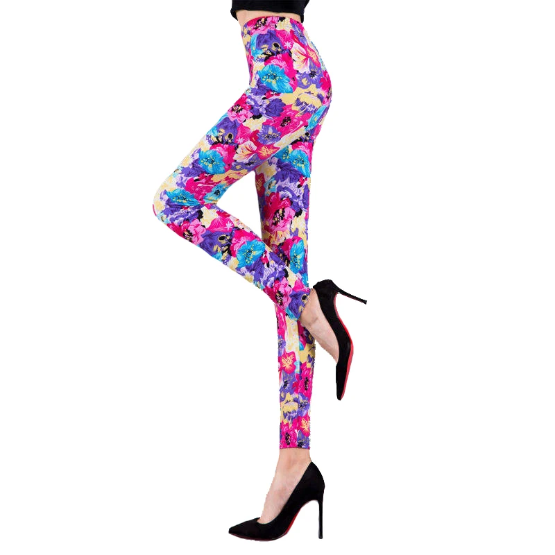 YSDNCHI женская одежда 2020 Леггинсы с принтом эластичные леггинсы цветочным штаны