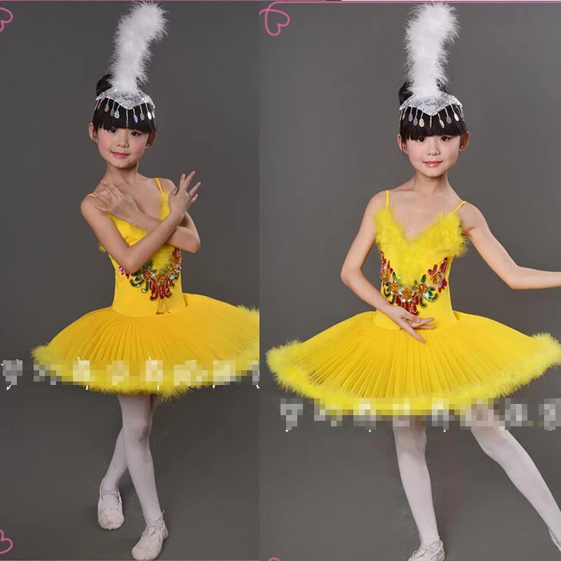 Профессиональный танцевальный костюм для девочек с изображением белого лебедя