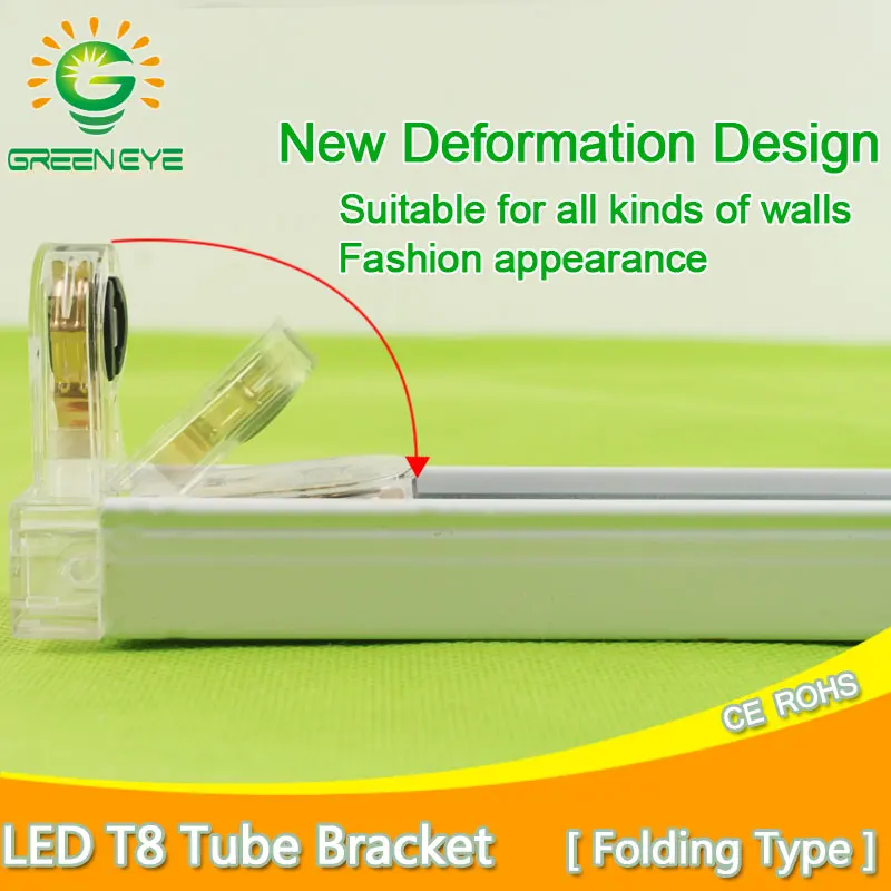 

Folding Type T8 LED Tube Fixtures Bracket For 2Ft 60cm 600mm Fluorescent Lamp Tube Light /Support/Base/Holder 1200mm 120cm 4Ft