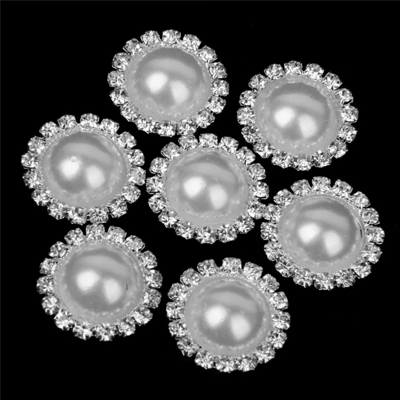 25 шт./упак. 15 мм белые круглые стразы с искусственным жемчугом клей на украшение