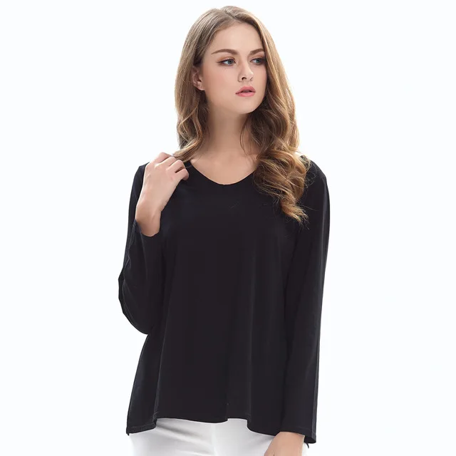 

Женская футболка с длинным рукавом и V-образным вырезом, размеры XL - 5XL