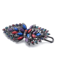 trendy peacock feather hair clip women hair jewelry resin crystal hair claws ornaments vintage hairpin brand wedding accessories