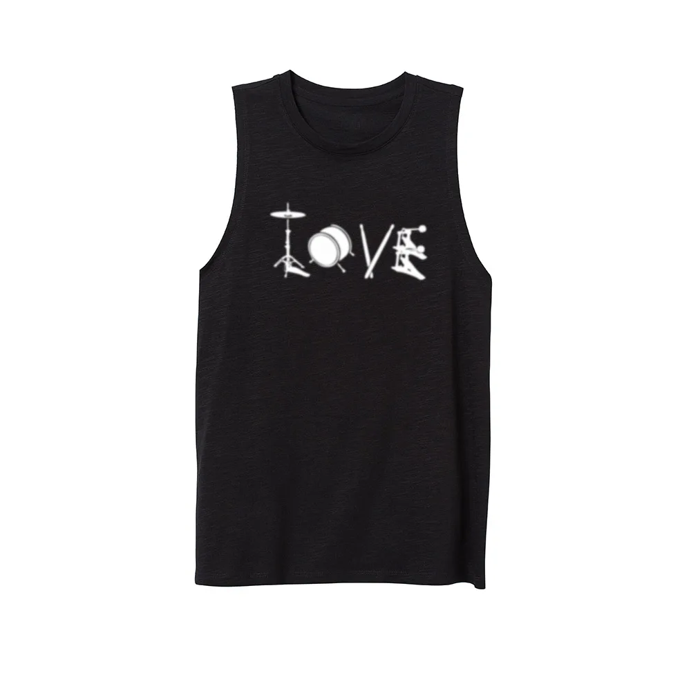 Женская любовь барабаны Mer тренировки Фитнес Повседневное Майка топ без рукавов