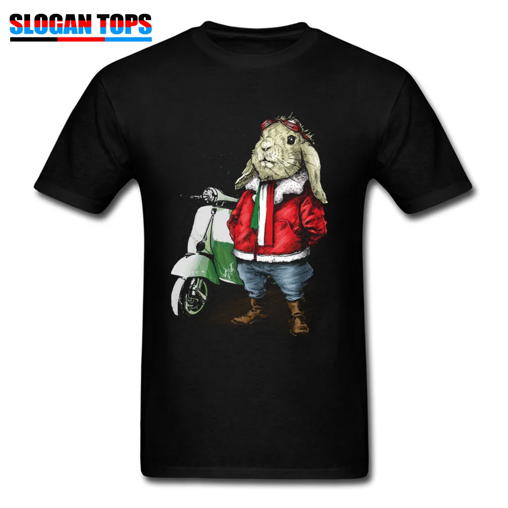 Топы футболки мужские мото Байкерская футболка Милая с кроликом Vespa День