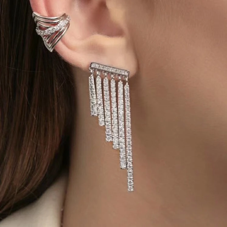 Серьги подвески с микрозакрепкой E5598 прозрачные Висячие Ювелирные украшения для