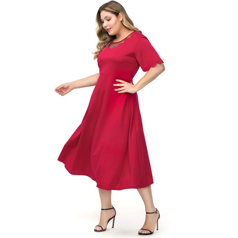 Женское длинное платье средней длины в мусульманском стиле однотонное свободное