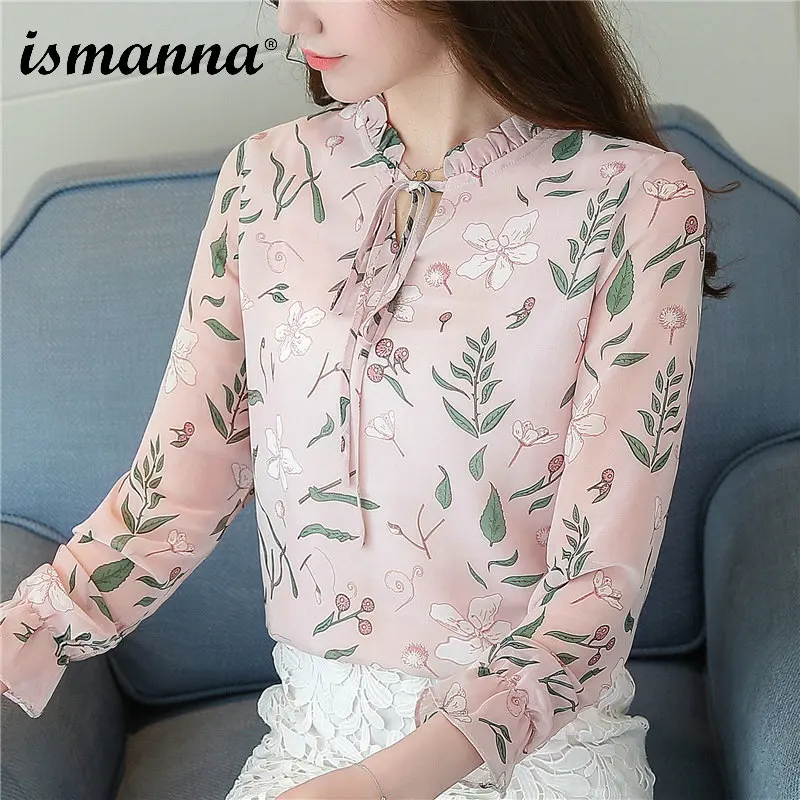 2018 New Women Autumn Tops Chiffon Blouses Shirts Ladies Floral Print Feminine Blouse Long Sleeve Blusas Femme Plus Size |