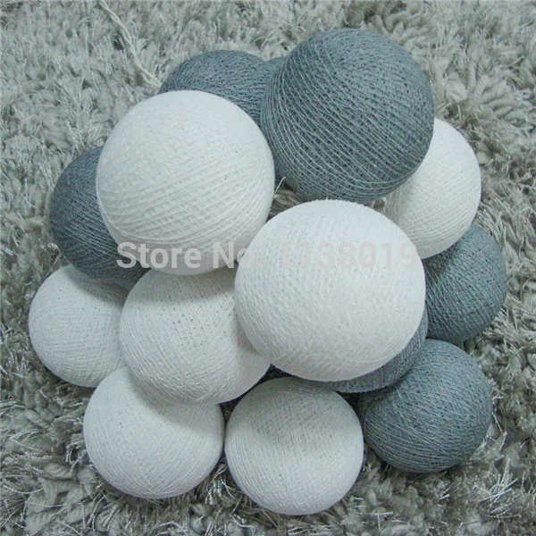 20 штук Цвет серый белый смешанные ватные шарики гирлянды светильник Фея вечерние