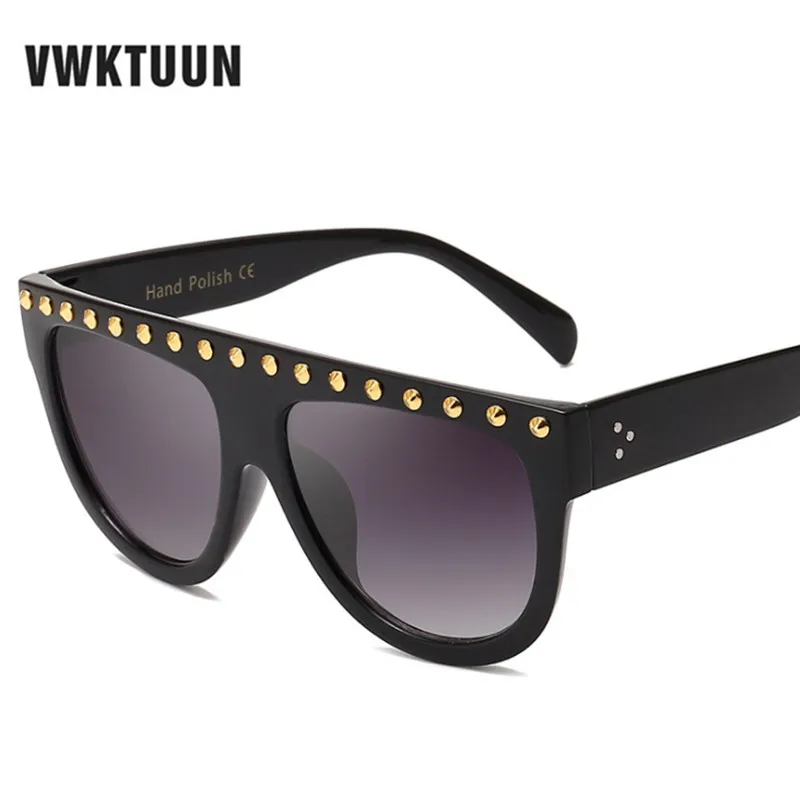 

VWKTUUN Sunglasses Women Vintage Brand Designer Steampunk Rivet Luxury Sun glasses Oversized UV400 Shades Eyewear Oculos