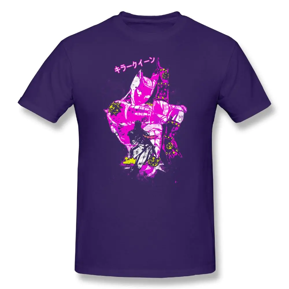 JoJo Music, футболка, Killer queen, мультяшный принт, повседневные футболки для мужчин, хлопковая футболка, забавная летняя футболка, большие размеры 4XL 5XL - Цвет: purple