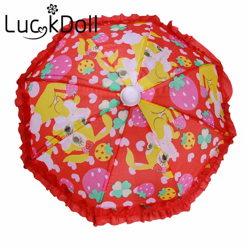 LUCKDOLL напечатанный Раффлед зонтик для 18 дюймов американская кукла аксессуары
