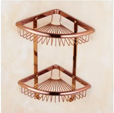 bathroom shelf Латунный набор аксессуаров для ванной комнаты, розовый Золотой квадратный крючок для халата, держатель для бумаги, вешалка для полотенец, мыльница, вешалка для полотенец, набор аксессуаров для ванной комнаты - Цвет: bathroom shelf