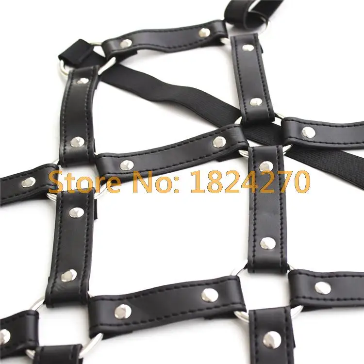 Черный Фетиш-бондаж из искусственной кожи бондаж удерживающий костюм