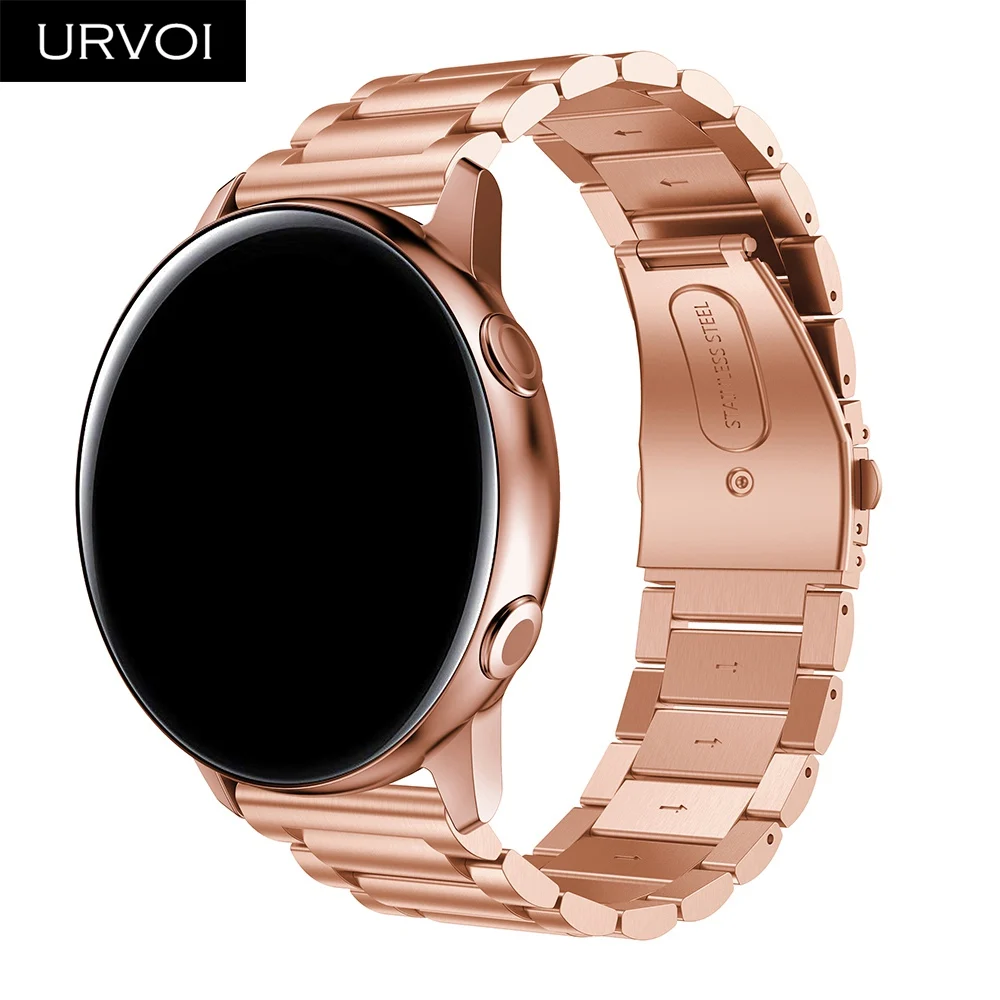 URVOI 3 rows band for Galaxy Watch Active strap stainless steel Fold over clasp quick release durable wrist 4 colors 42 46mm
