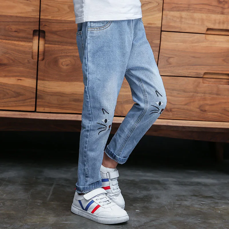 Осенние штаны детская одежда для маленьких девочек и мальчиков с рисунком кота