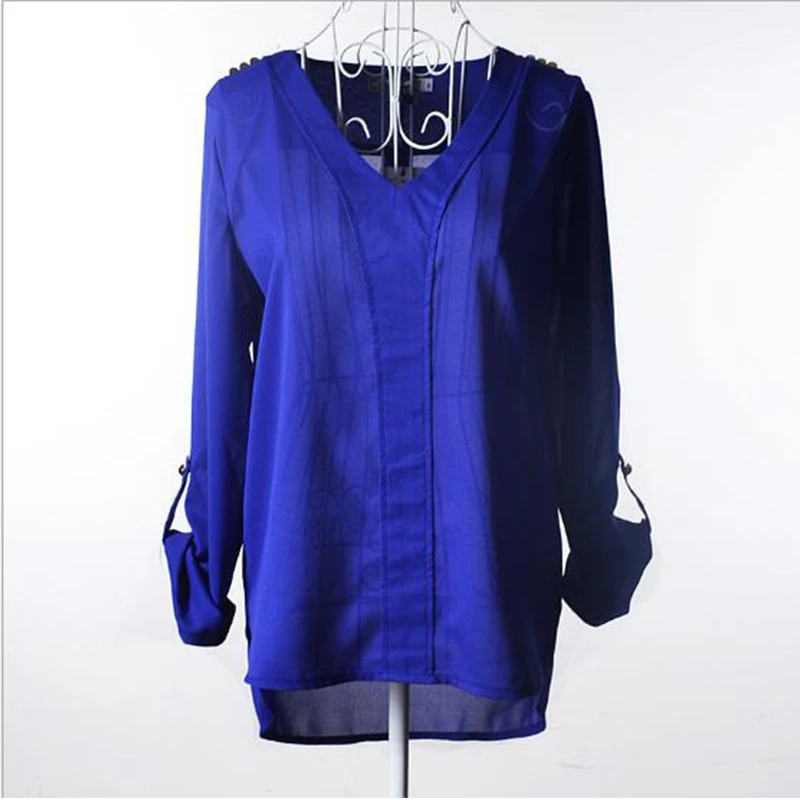 Женская шифоновая блузка с V образным вырезом из полиэстера|womens tops and blouses|blouses for