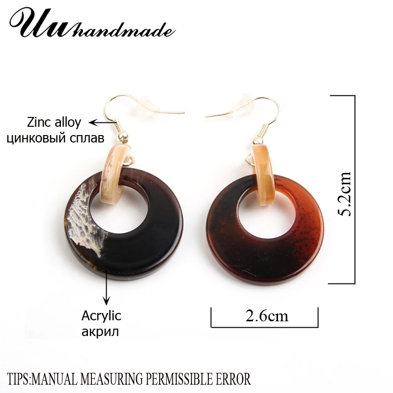 Женские классические серьги с круглыми акриловыми звеньями и цепочкой |