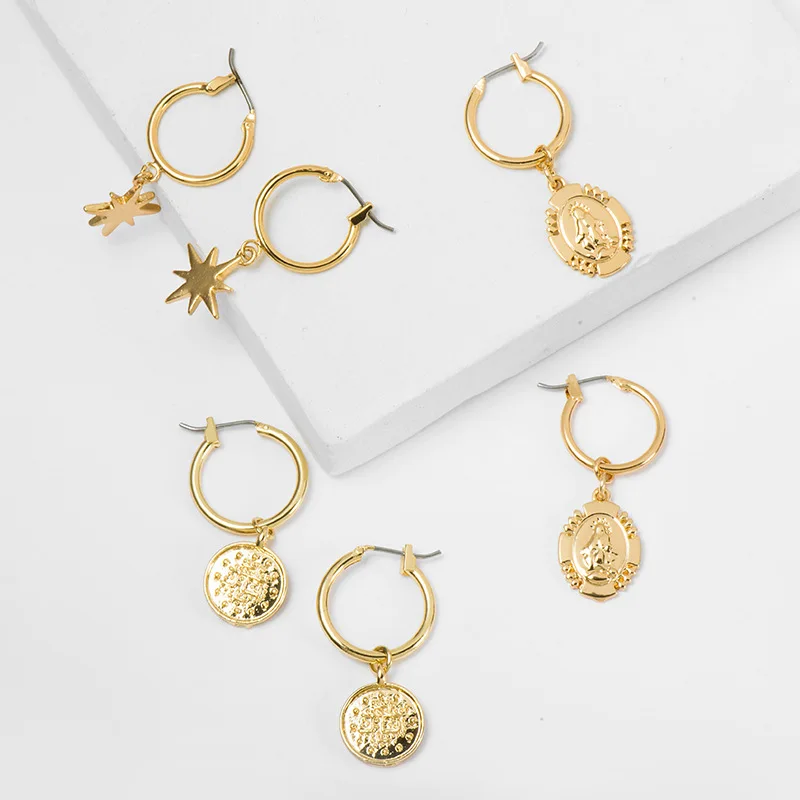 Серьги в виде монет анис серьги звезд женские зеленого цвета|Серьги-гвоздики| |