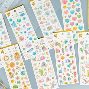 1X милые золотые фольги единорога, цветы, созвездие, кристаллы, DIY наклейки, декоративный дневник, альбом, наклейка, Студенческая поставка