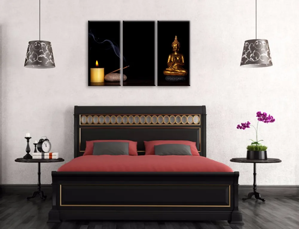 Visual Art Decor Golden Seated Buddha Picture for Home Wall Decoration Zen Canvas Prints Unframed(12&quotx24&quotx3/30cmx60cmx3) | Дом и сад