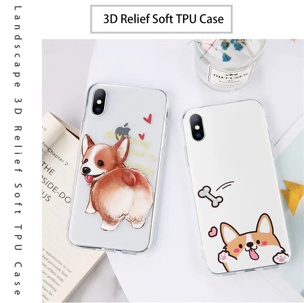 Lovebay прозрачный чехол с животными корги для iPhone 6 6S 7 8 Plus X XS XR XS Max 5 5S SE прозрачные чехлы для телефона собаки мягкая задняя крышка из ТПУ