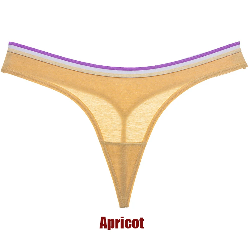 Apricot 1 шт. Модные Полосатые простые дизайнерские спортивные стильные мягкие хлопковые трусики стринги Бесшовные Сексуальные трусы женское нижнее белье - Цвет: Apricot