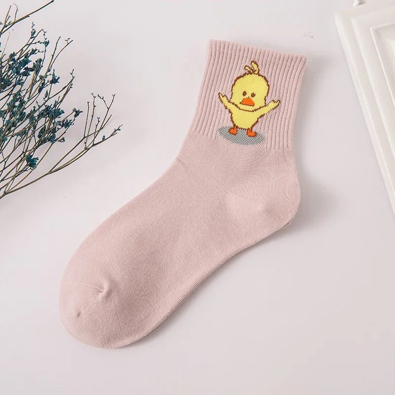 Pink Г. Унисекс, милые желтые носки с изображением персонажей мультфильмов, танцевальные носки с изображением уток, хип-хоп классные хипстерские носки хлопковые забавные носки повседневные носки с изображением эльфа - Цвет: Pink