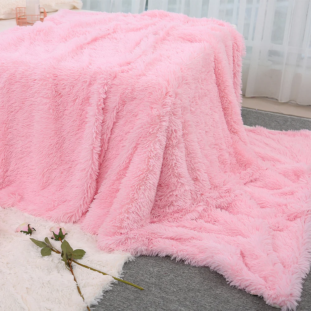 Роскошный плюш из искусственного меха Мягкие Уютные теплые одеяла для кровати