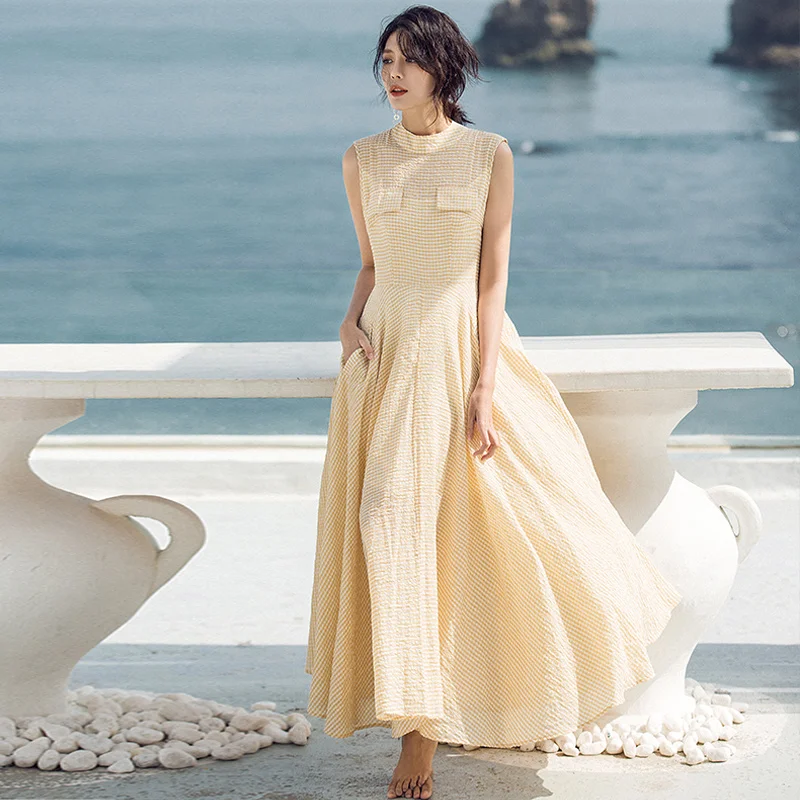 VERRAGEE плед женщин Лето 2019 A Line длиной до пола Оранжевый Тонкий облегающий без