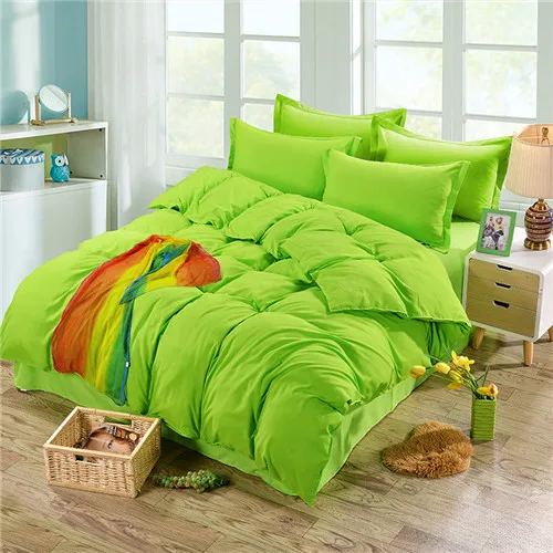 fruit green Домашний текстиль, кофейный Комплект постельного белья, микрофибра, пододеяльник, 4 шт., набор постельного белья, Одноцветный, Твин, полный, queen king size, постельное белье, лист для взрослых - Цвет: fruit green