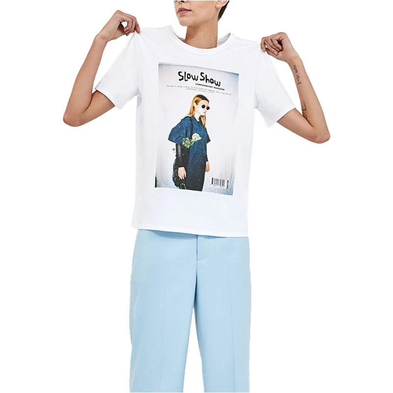 Летняя футболка NYMPH женские топы хлопковая белая женская модная с принтом очков