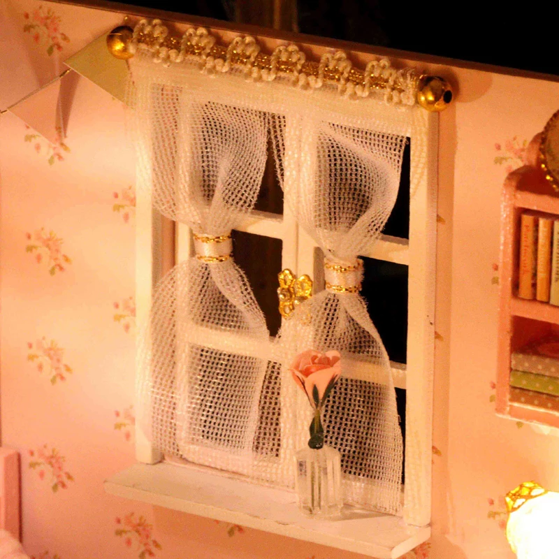 Домашний декор DIY Модель Кукольный домик Миниатюрный с мебелью LED 3D деревянный