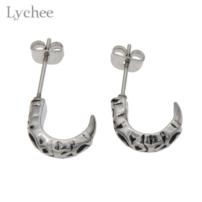 Lychee панковские резные серьги гвоздики из нержавеющей стали унисекс классные
