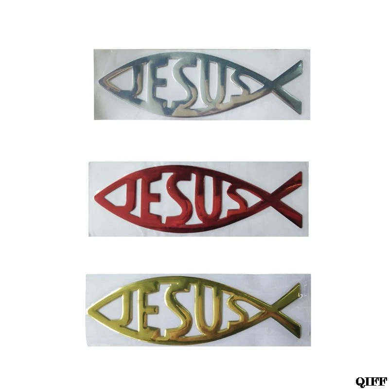 3D наклейка для автомобиля Jesus Fish мягкая ПВХ хромированная эмблема значок