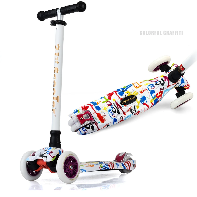 Детский мини скутер GF05 самокат с 3 мигающими полиуретановыми колесами пилки