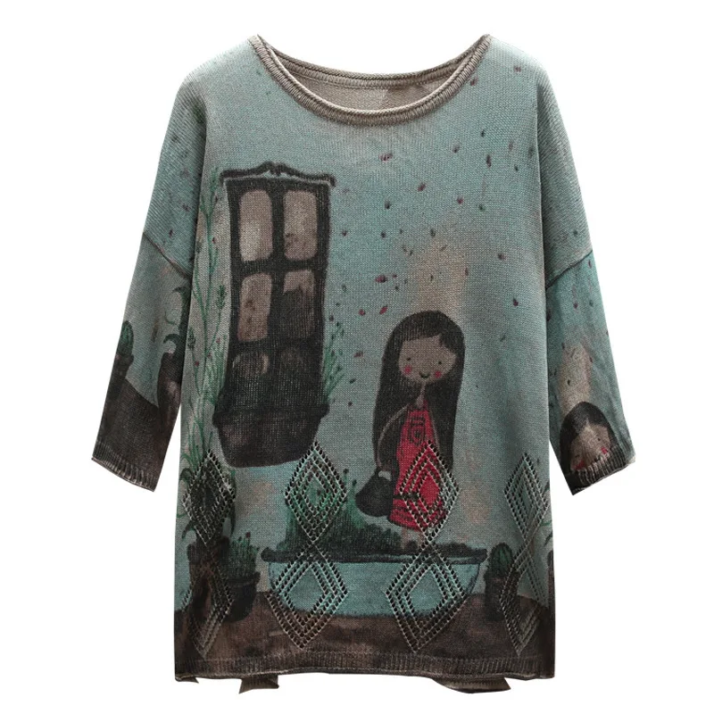 Max LuLu European Fashion Knitwear Ladies Autumn Pullovers Womens Punk Knitted Cotton Sweaters Vintage Oversized Printed Jumper | Женская