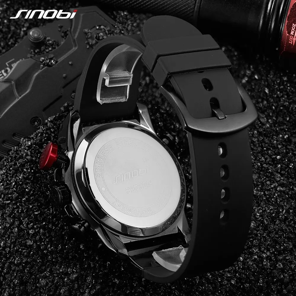 SINOBI Мужские модные спортивные часы мужские кварцевые аналоговые светодиодные