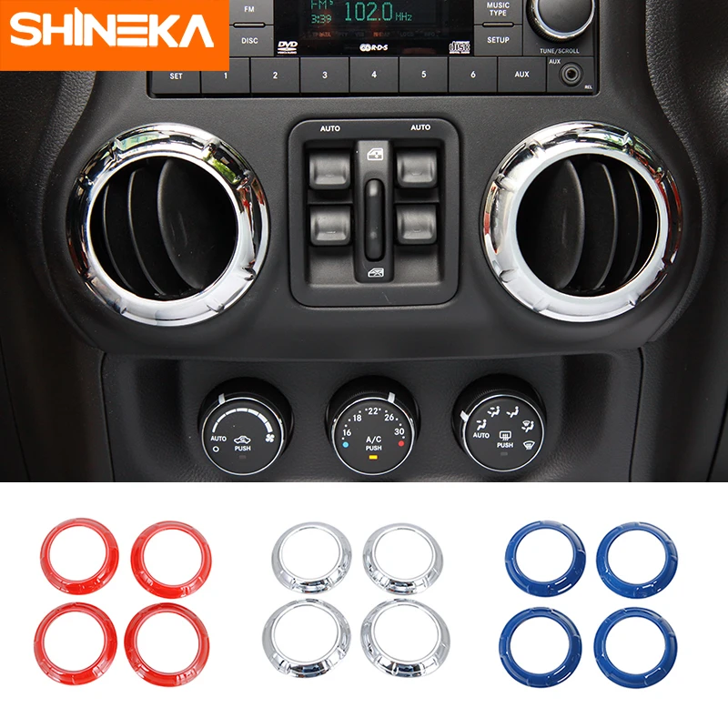 

SHINEKA Interior Mouldings For Jeep Wrangler JK 2007-2010 Air Conditioning Outlet Vent Decoration Ring Sticker For Jeep Wrangler