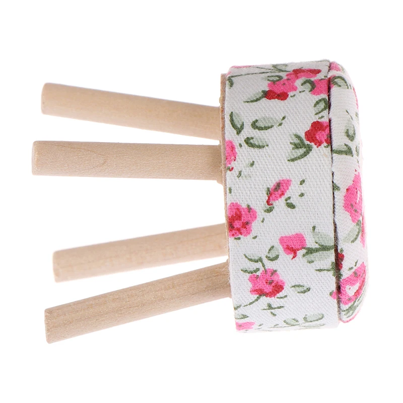 1/12 масштабная мебель круглый стул с цветочным рисунком АКК для кукол домашний