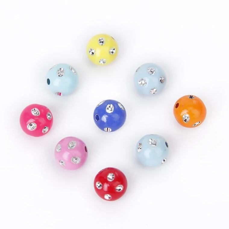 Партия 100 акриловых пластиковых витражных бусин со стразами 5 мм | Украшения и