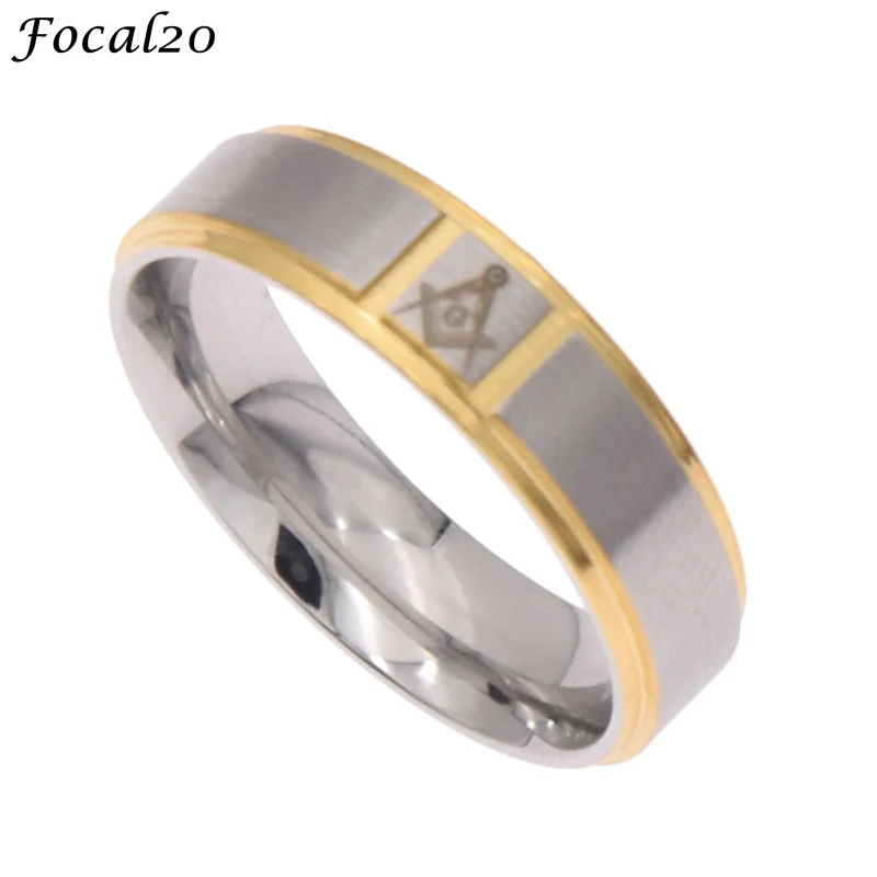 Focal20 мода нержавеющая сталь масонской Бесплатная палец кольцо цвета: золотистый
