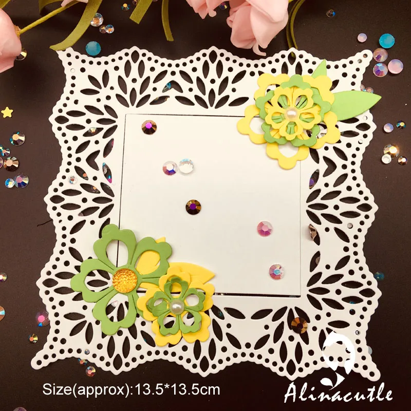 Металлическая Форма для высечки форма лист цветок кружево квадратная Alinacraft