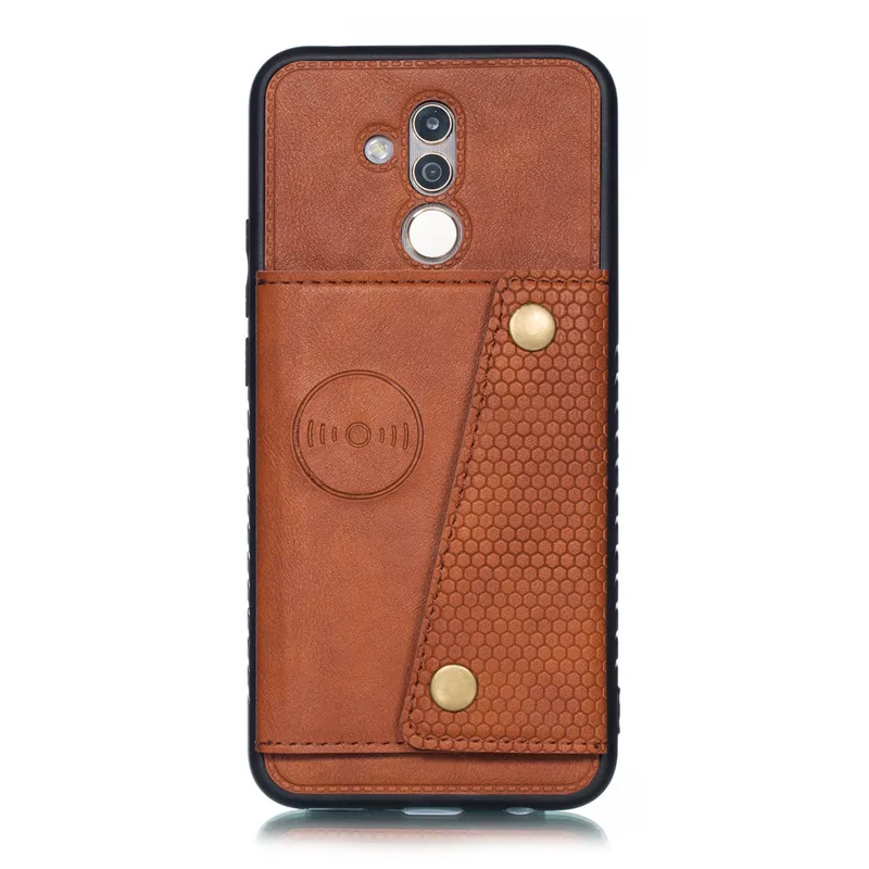 Brown Чехол-Кошелек Haissky с несколькими держателями карт для huawei mate 20 Lite P20 Lite P30 Pro, Кожаный противоударный чехол с откидной крышкой и карманом для карт - Цвет: Brown