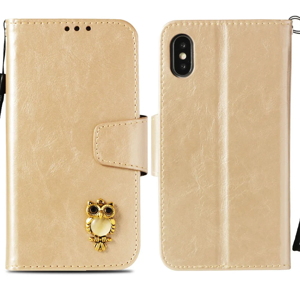 3D Сова имитация кожаный чехол для iphone Xs max Xr coque винтажный Флип 5 6 7 8plus X