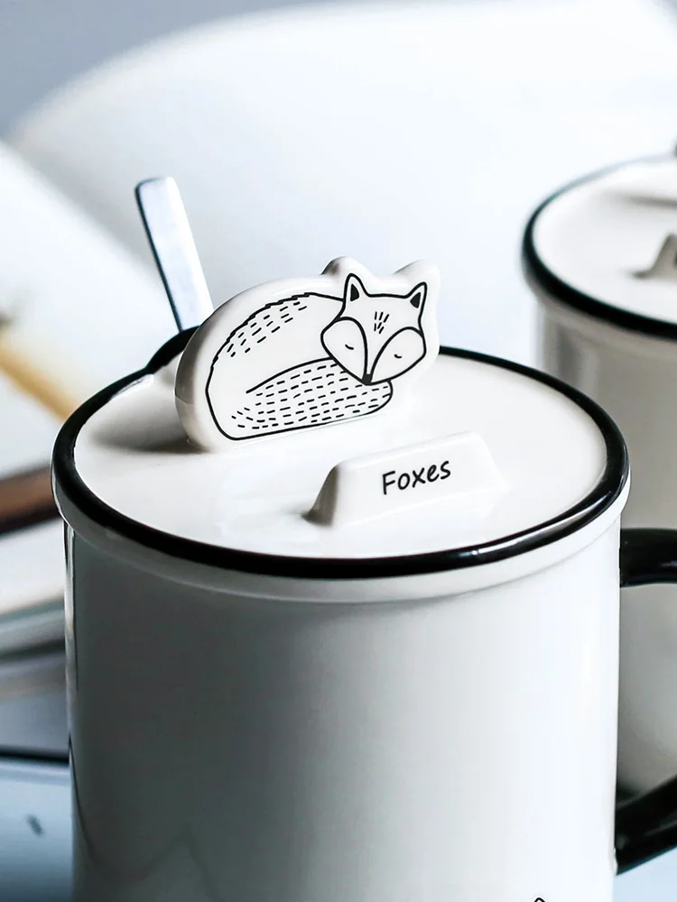 OUSSIRRO Cute Animals Phone Holder Mugs With Cover Pure Color Cup Kitchen Tool Gift | Дом и сад