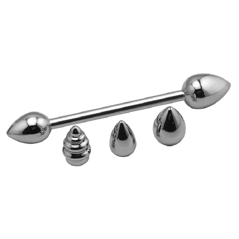 metal replaceable Double dildo Penetration anal beads butt plug basic fake penis vagina insert SM sex toys for man woman | Красота и